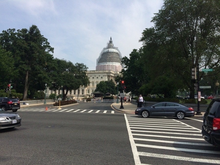 Looking toward the U.S. Capitol, under Renovations