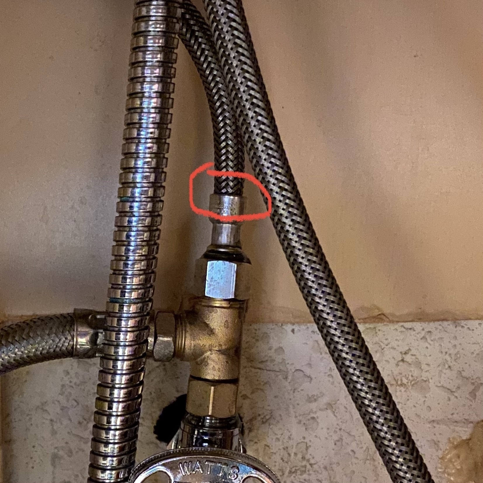 hot water supply line leaking below kitchen sink